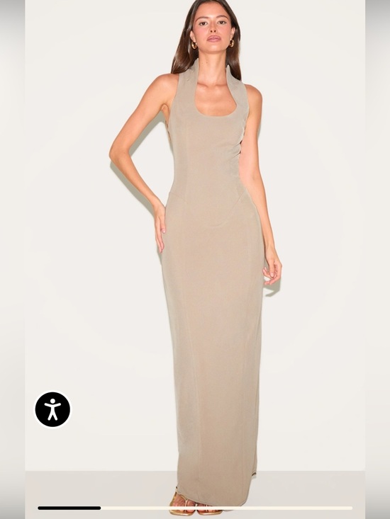 PrettyLittleThing Dresses & Skirts - NWT Pretty little thing tan greyMUSHROOM color SCOOP NECK MAXI DRESS SIZE 2